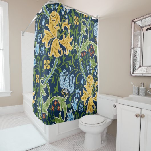 フローラの継ぎ目のない大きな花とユリと シャワーカーテン (インサイチュ)
