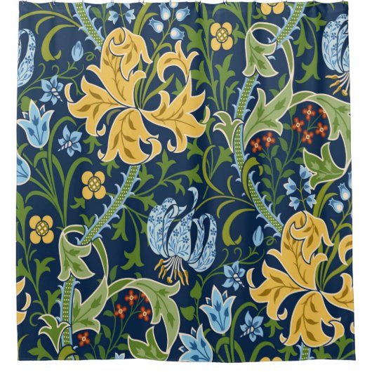 フローラの継ぎ目のない大きな花とユリと シャワーカーテン (正面)