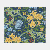 フローラの継ぎ目のない大きな花とユリと フリースブランケット (正面(横))