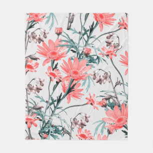 フローラの継ぎ目のない模様、マルガリータ、ヒヤシンスの模様。 フリースブランケット