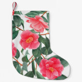 フローラの継ぎ目のない模様、赤い椿の花 スモールクリスマスストッキング (正面)