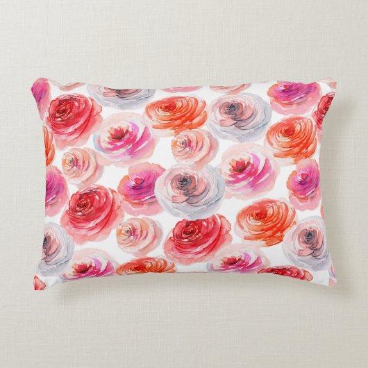 フローラの継ぎ目のない水彩画 アクセントクッション (正面)