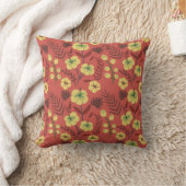 フローラの継ぎ目のない花黄色と赤 クッション (ブランケット)