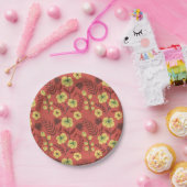 フローラの継ぎ目のない花黄色と赤 ペーパープレート (パーティー)