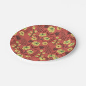 フローラの継ぎ目のない花黄色と赤 ペーパープレート (アングル)