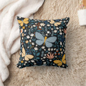 フローラの継ぎ目のない蝶、手描き クッション (ブランケット)