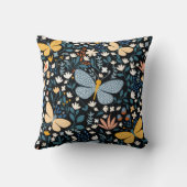 フローラの継ぎ目のない蝶、手描き クッション (裏面)