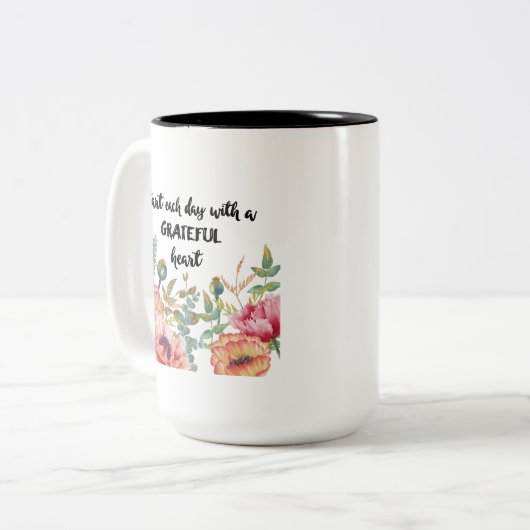 フローラの緑が感謝の気持ちで毎日スタート ツートーンマグカップ (正面左)