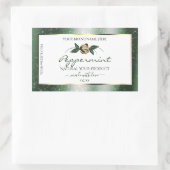 フローラの緑と金ゴールドフレームの白い製品ラベル 長方形シール (バッグ)