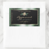 フローラの緑と金ゴールドフレームの黒い製品ラベル 長方形シール (バッグ)