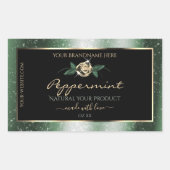 フローラの緑と金ゴールドフレームの黒い製品ラベル 長方形シール (正面)