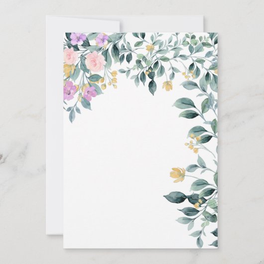 フローラの緑の予算の赤ちゃんシャワー 招待状 (裏面)