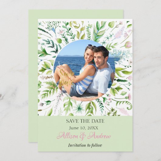 フローラの緑の写真日付を保存 セーブザデート (正面/裏面)