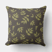 フローラの緑の藤葉の花が茶色に揺れる クッション (正面)
