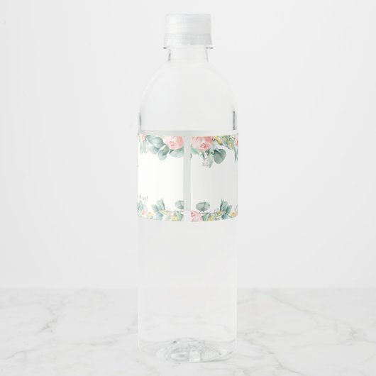 フローラの緑の象の女の子の赤ちゃんシャワーの好意 ペットボトルラベル (裏面)