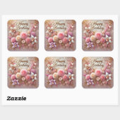 フローラの美しい誕生日シール スクエアシール (シート)