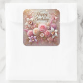フローラの美しい誕生日シール スクエアシール (バッグ)
