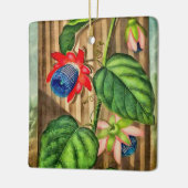 フローラの翼のあるパッションフラワーテンプル – クリスマス セラミックオーナメント (左)