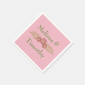 フローラの背景がピンク スタンダードカクテルナプキン (角)