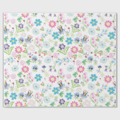 フローラの背景カラフルの刺繍花 ラッピングペーパー (フラット)