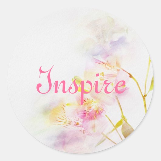 フローラの背景（水彩の花） ラウンドシール (正面)