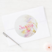 フローラの背景（水彩の花） ラウンドシール (封筒)