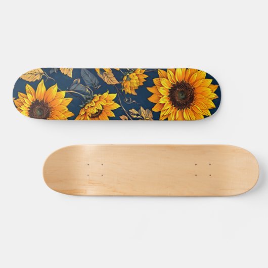 フローラの至福:ひまわりのアートワーク スケートボード (横)