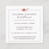 フローラの花と葉のブティックのフレーム スクエア名刺 (裏面)