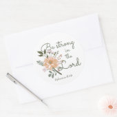 フローラの花束、主の聖書の聖句で強く ラウンドシール (封筒)