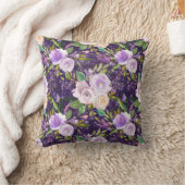 *～*フローラの花模様紫装飾用クッション クッション (ブランケット)