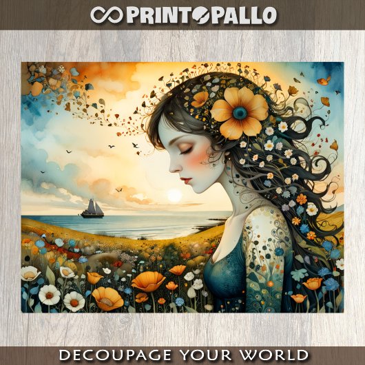 フローラの若い女性が出帆を夢見遠くにる 薄葉紙