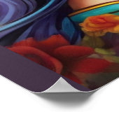フローラの華やかな砂糖スカルメイクアップ ポスター (角)