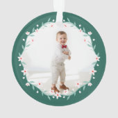 フローラの葉のエレガント紋付き緑の写真 オーナメント (裏面)