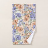 フローラの葉の花バラベージュクリームパープル バスタオルセット (ハンドタオル)