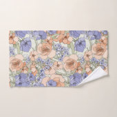 フローラの葉の花バラベージュクリームパープル バスタオルセット (ハンドタオル)