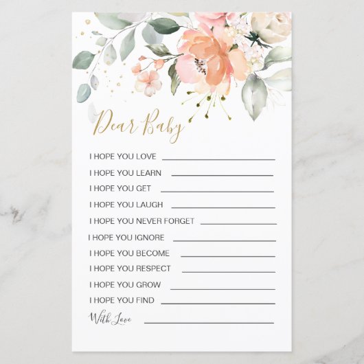 フローラの葉の願いベビーゲーム紙シート (正面)