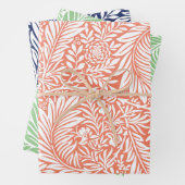 フローラの葉ウィリアムモリスブルーグリーンオレンジ ラッピングペーパーシート (インサイチュ)