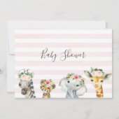 フローラの葉サファリ動物の赤ちゃんシャワー 招待状 (裏面)