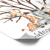 フローラの葉サファリ指紋ゲストブックポスター ポスター (角)