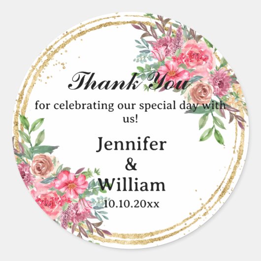 フローラの葉サンキュー結婚のビジネス誕生日 ラウンドシール (正面)