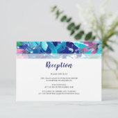 フローラの葉ネイビーアクアパープルウェディングレセプション エンクロージャーカード (スタンド正面)