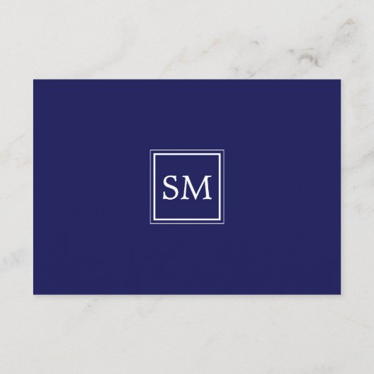 フローラの葉ネイビーアクアパープルウェディングレセプション エンクロージャーカード (裏面)