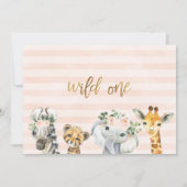 フローラの葉ワイルドワンサファリアニマルズ誕生日 招待状 (裏面)