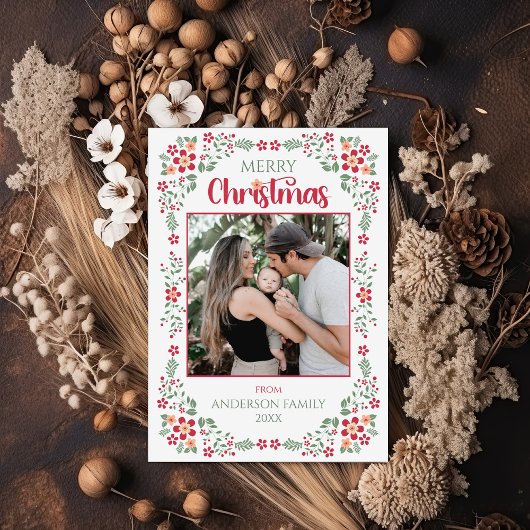フローラの葉ワンフォトクリスマス シーズンカード