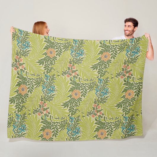 フローラの葉ヴィンテージウィリアムモリスラークスパー フリースブランケット (インサイチュ)
