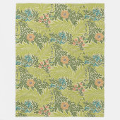 フローラの葉ヴィンテージウィリアムモリスラークスパー フリースブランケット (正面)