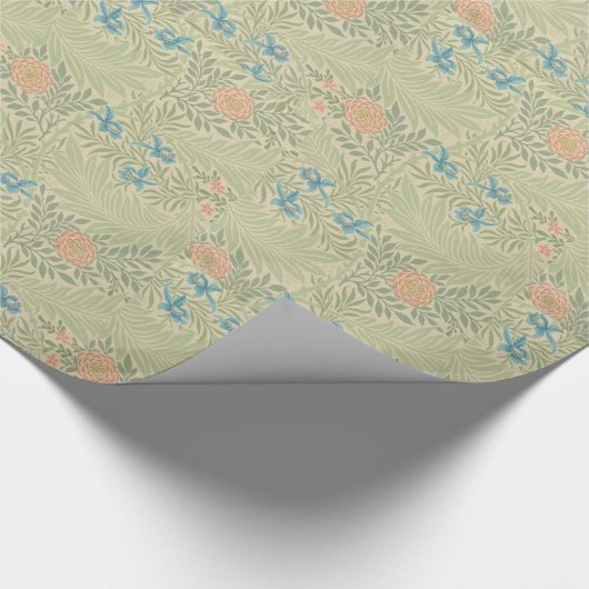 フローラの葉ヴィンテージウィリアムモリスラークスパー ラッピングペーパー (角)