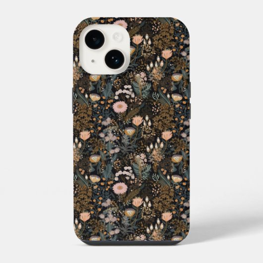 フローラの葉植物性の野生の花 iPhoneケース (裏面)