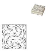 フローラの葉芽手描きリースファミリ名 ラバースタンプ (押印)