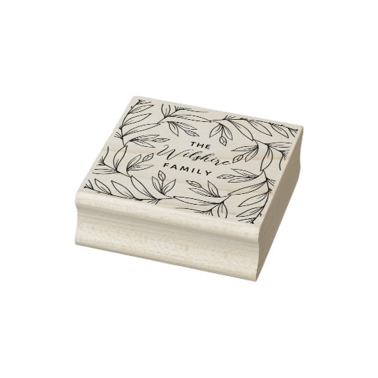 フローラの葉芽手描きリースファミリ名 ラバースタンプ (スタンプ)